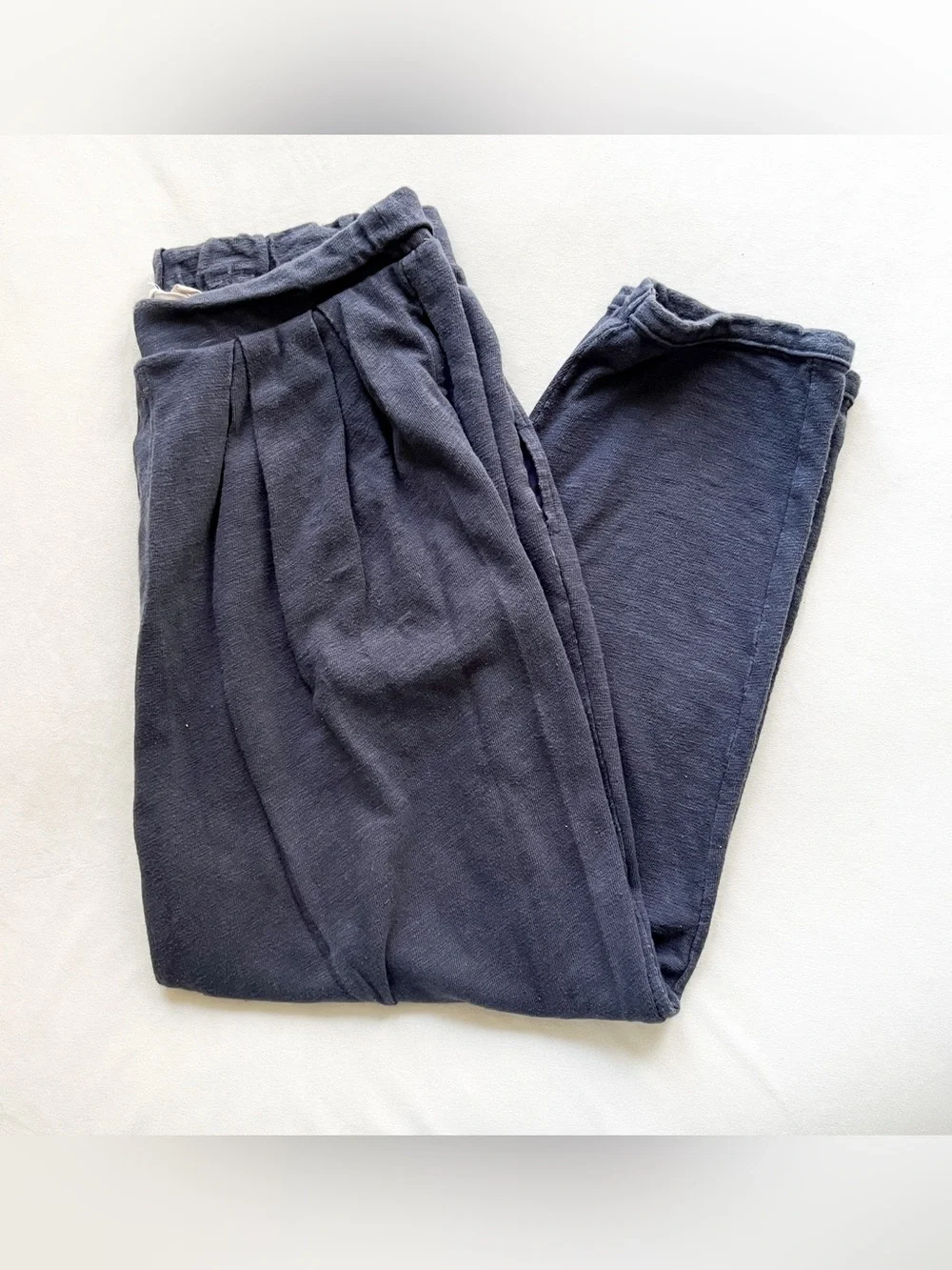 Free People Navy Acid Wash Pleated Jogger Pants - Large